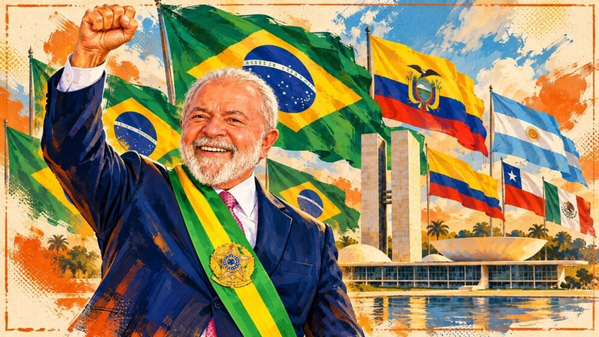 Luiz Inácio Lula da Silva junto a simpatizantes en Brasil en el marco del debate político latinoamericano.