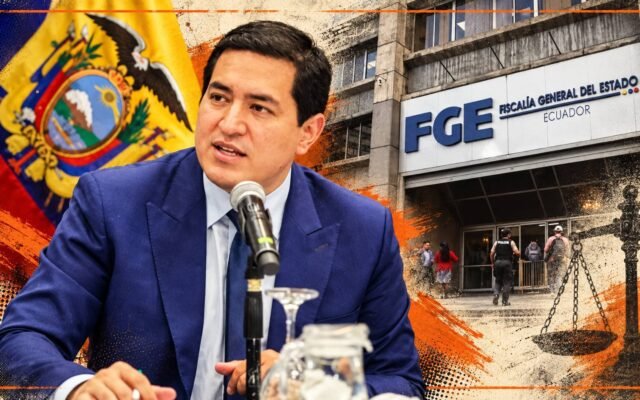 El economista y dirigente político Andrés Arauz durante un pronunciamiento sobre la situación judicial y democrática en Ecuador.