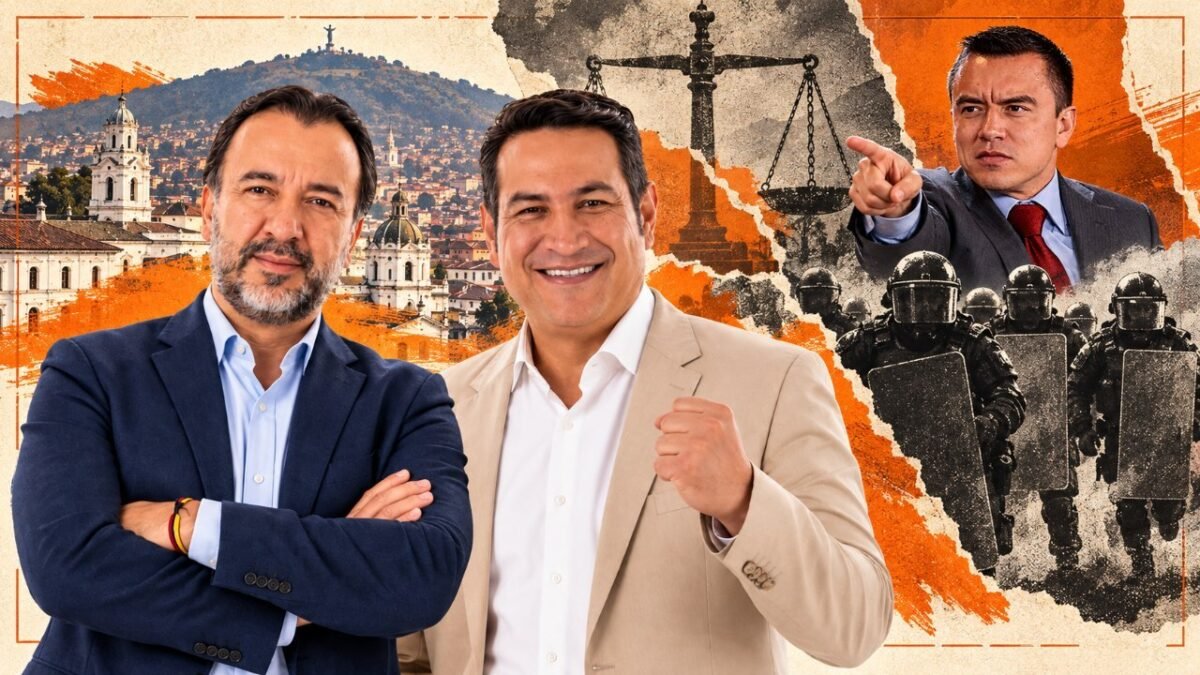 Pabel Muñoz y Alexandro Tonello durante actividades públicas de gestión y recorrido de obras en Pichincha.