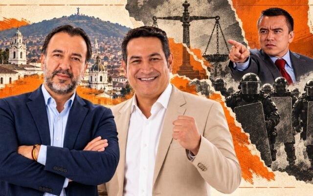 Pabel Muñoz y Alexandro Tonello durante actividades públicas de gestión y recorrido de obras en Pichincha.