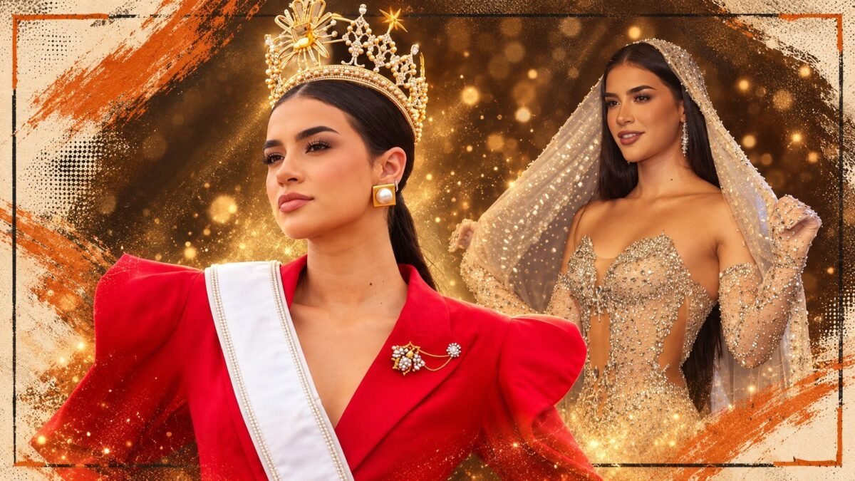 Fotografía de Dalia Bucaram luciendo la corona y banda de Miss Universo Ecuador durante una presentación oficial.